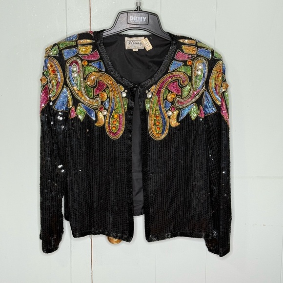 Stenay India Vintage 100% Silk Sequin Beaded Cardigan Jacket - Picture 1 of 6
